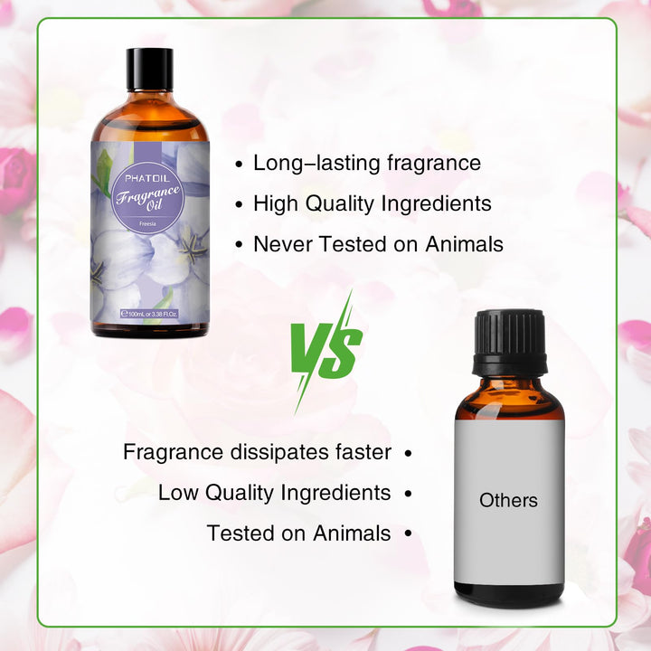 PHATOIL 3.38FL.OZ Freesia Fragrance Oils for Aromatherapy, Essential Oils for Diffusers for Home, Perfect for Diffuser, DIY Candle and Soap Making, DIY Scented Products - 100ml Retail $29.99