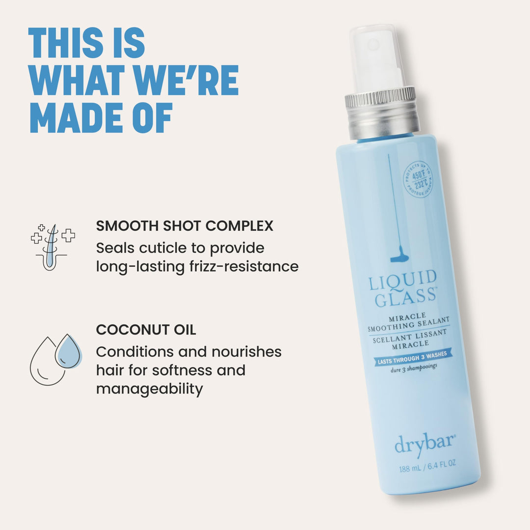 Drybar Liquid Glass Miracle Smoothing Sealant for Fine-Medium Hair - Travel Size | Heat Protectant for Hair, Lasts through 3 Washes for Long-Lasting Frizz Resistance and High-Shine Finish