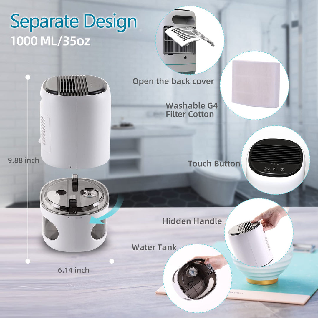 Hoomace 2 In 1 Small Humidifier Dehumidifier Combo, Humidifiers Dehumidifier For Home Bedroom With Drain Hose Temperature Display,4 Modes,7 Color LED Lights,Timer Set Retail $65.00