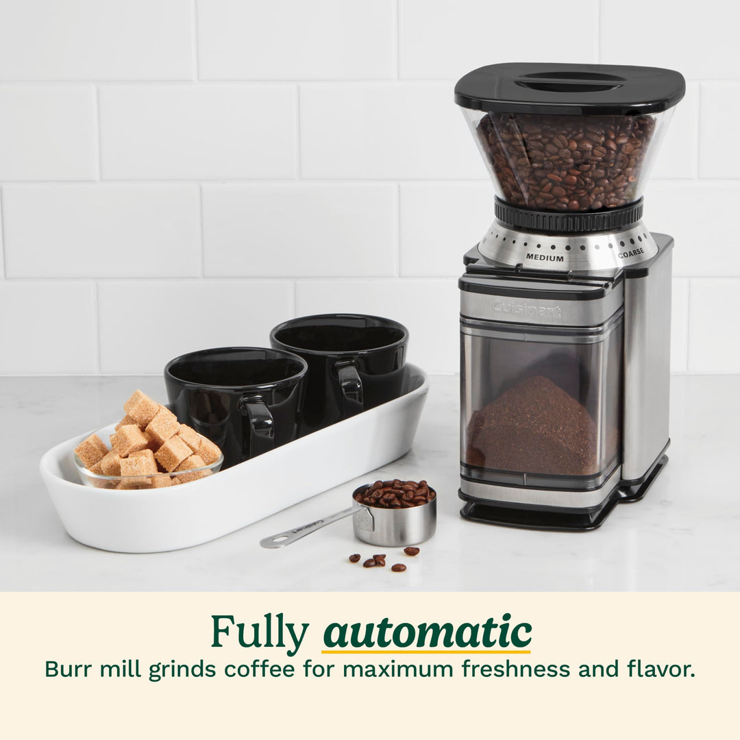 Cuisinart Coffee Grinder, Electric One-Touch Automatic Burr Coffee Grinder with 18-Position Grind Selector, Cup Size Selector for 4 Ã¢â‚¬â€œ 18 Cups, DBM-8P1, Black Stainless