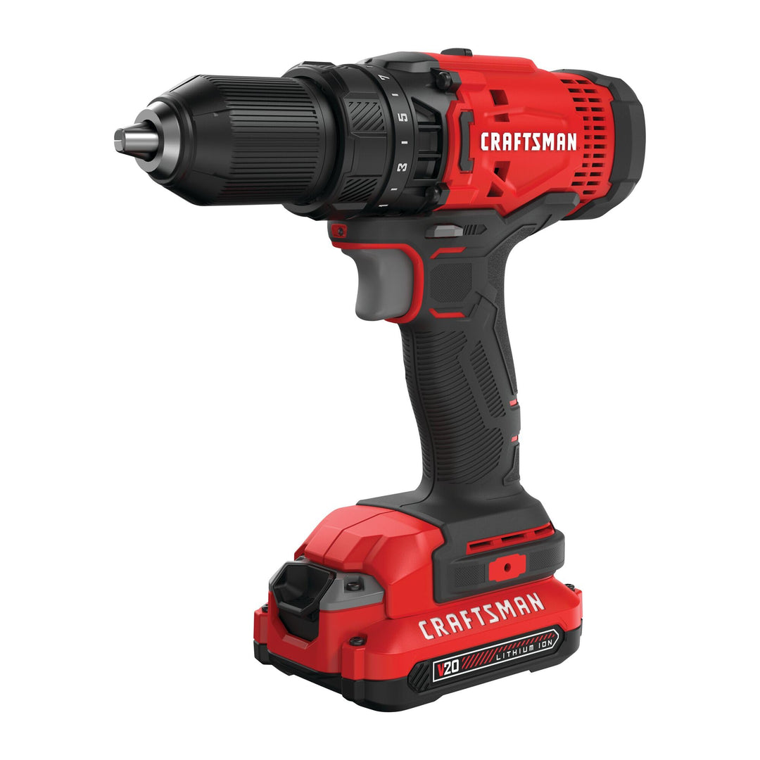 CRAFTSMAN V20 Cordless Drill/Driver Kit, 1/2 inch, Battery and Charger Included (CMCD700C1) Retail $99.00