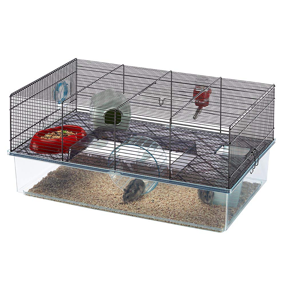 Ferplast Favola Hamster Cage Includes Free Water Bottle, Exercise Wheel, Food Dish & Hamster Hide-Out Large Hamster Cage Measures 23.6L x 14.4W x 11.8H-Inches