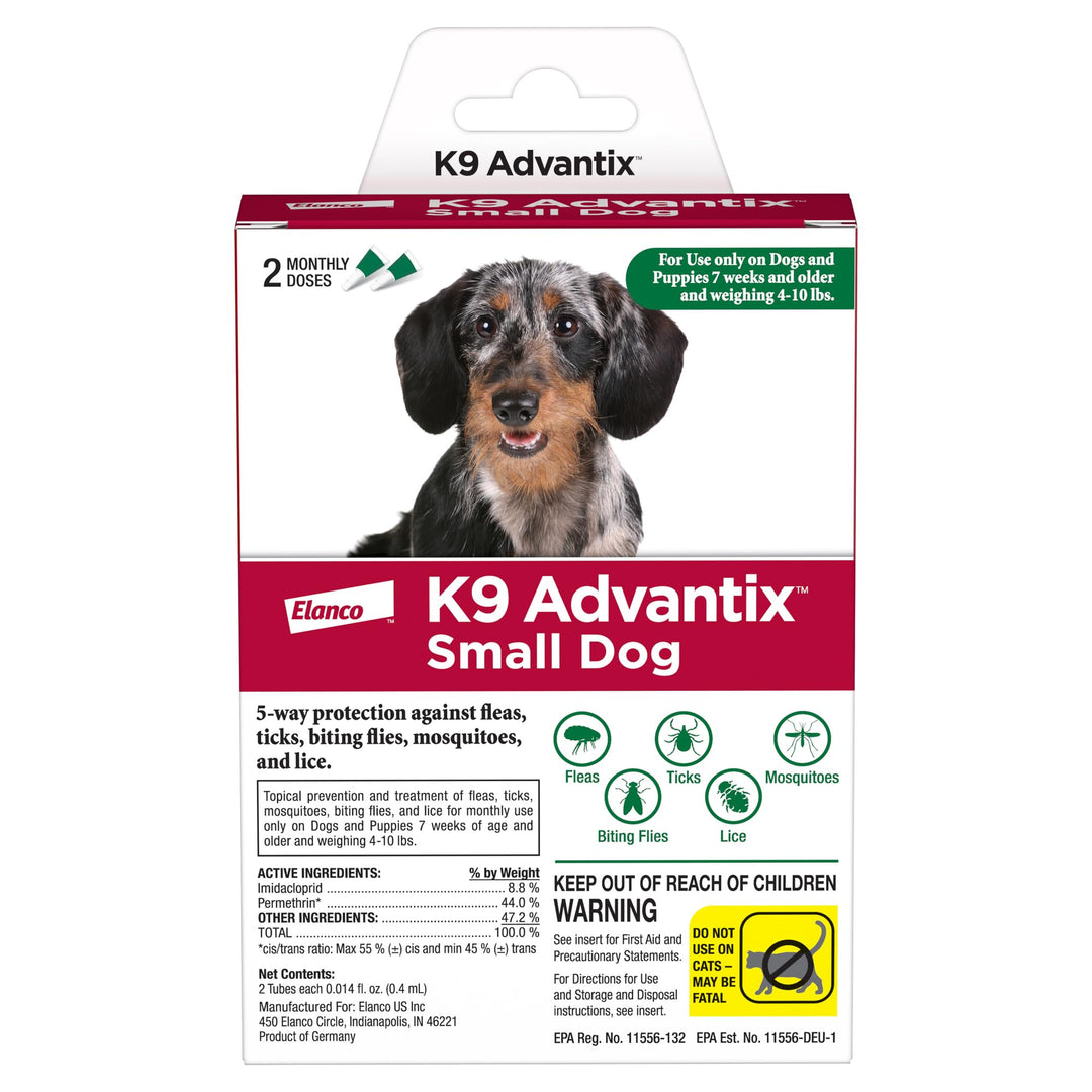 K9 Advantix Flea, Tick & Mosquito Prevention for Dogs 4-10 lbs. | Flea Drops for Small Dogs | Apply Monthly | 2 Treatments Retail $14.98