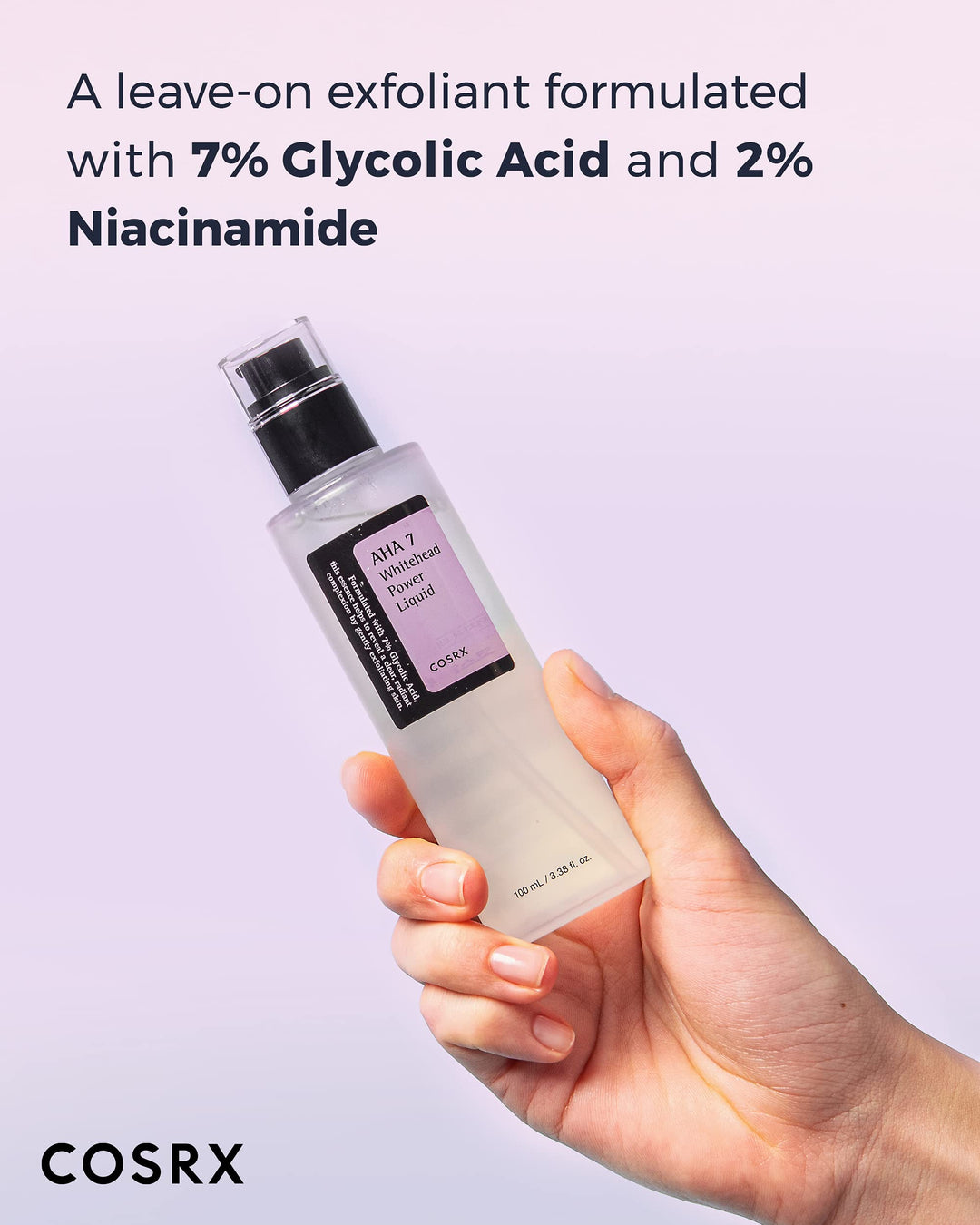 COSRX 7% Glycolic Acid Whitehead Removing Power Liquid, 3.38 fl.oz, AHA Exfoliant, Exfoliating Toner for Face & Body, Pore Minimizer, Korean Skin Care