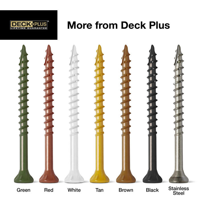 Deck Plus 3 Inch Epoxy Coated Exterior Wood and Fence Screws #10 x 3 Torx/Star Drive Included Coarse Thread, Outdoor Rust Resistant Decking Screw, Tan, 25lb Box, 1550 Pieces | 48420