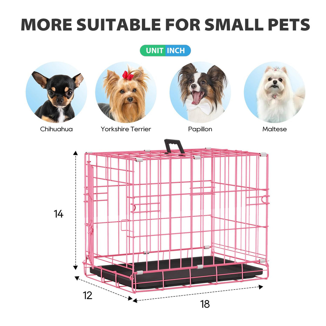 BestPet | Dog Crate | 18" | Pink | Foldable Metal Kennel with Single Doors, Secure Slide-Bolt Latches, Leakproof Tray | Portable Dog Cage for Small Breeds | for Travel, Indoor & Outdoor Use Retail $31.99