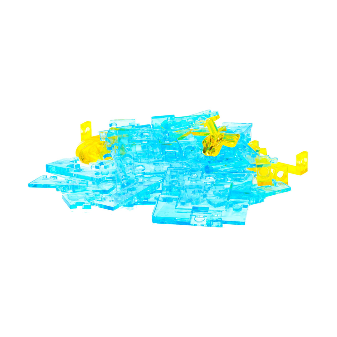 3D Crystal Puzzle - Gift Box (Blue with Yellow Ribbon): 38 Pcs