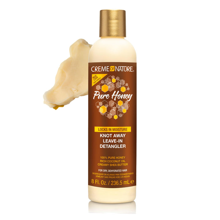 Creme of Nature Pure Honey Knot Away Leave-In Detangler, Instantly Detangles & Improves Manageability, With Coconut Oil & Shea Butter, For Dry, Dehydrated Hair, 8 oz