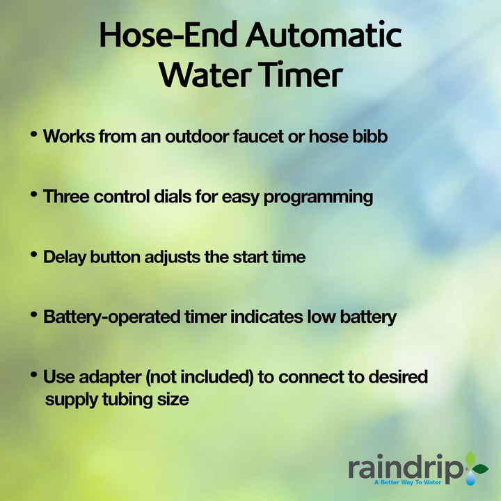 Raindrip R675CT Analog 3-Dial Water, Sprinkler Timer with Rain Delay for Drip Irrigation, Garden, Self-Watering Retail $35.99