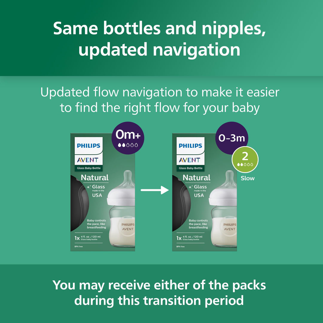 Avent - 3Pk Glass Natural Baby Bottle With Natural Response Nipple, 4Oz Retail $29.96