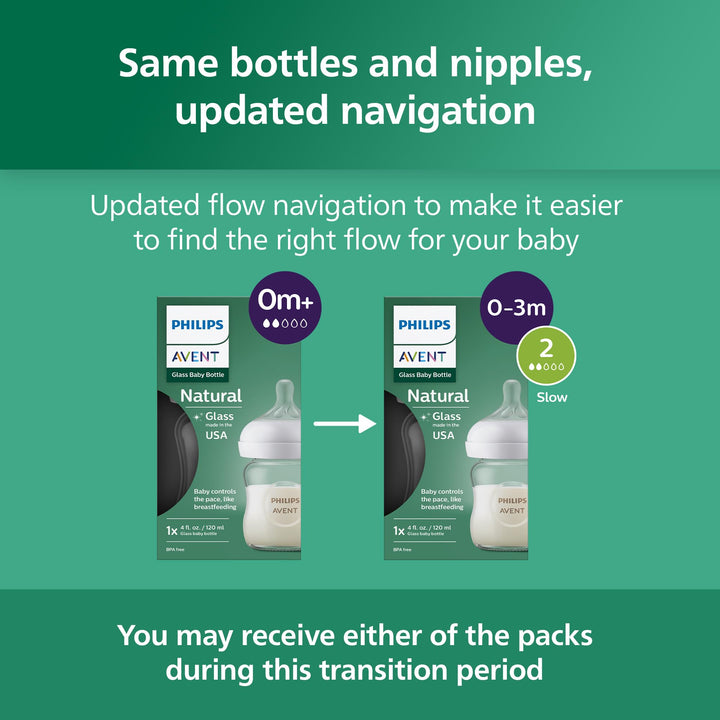 Avent - 3Pk Glass Natural Baby Bottle With Natural Response Nipple, 4Oz Retail $29.96