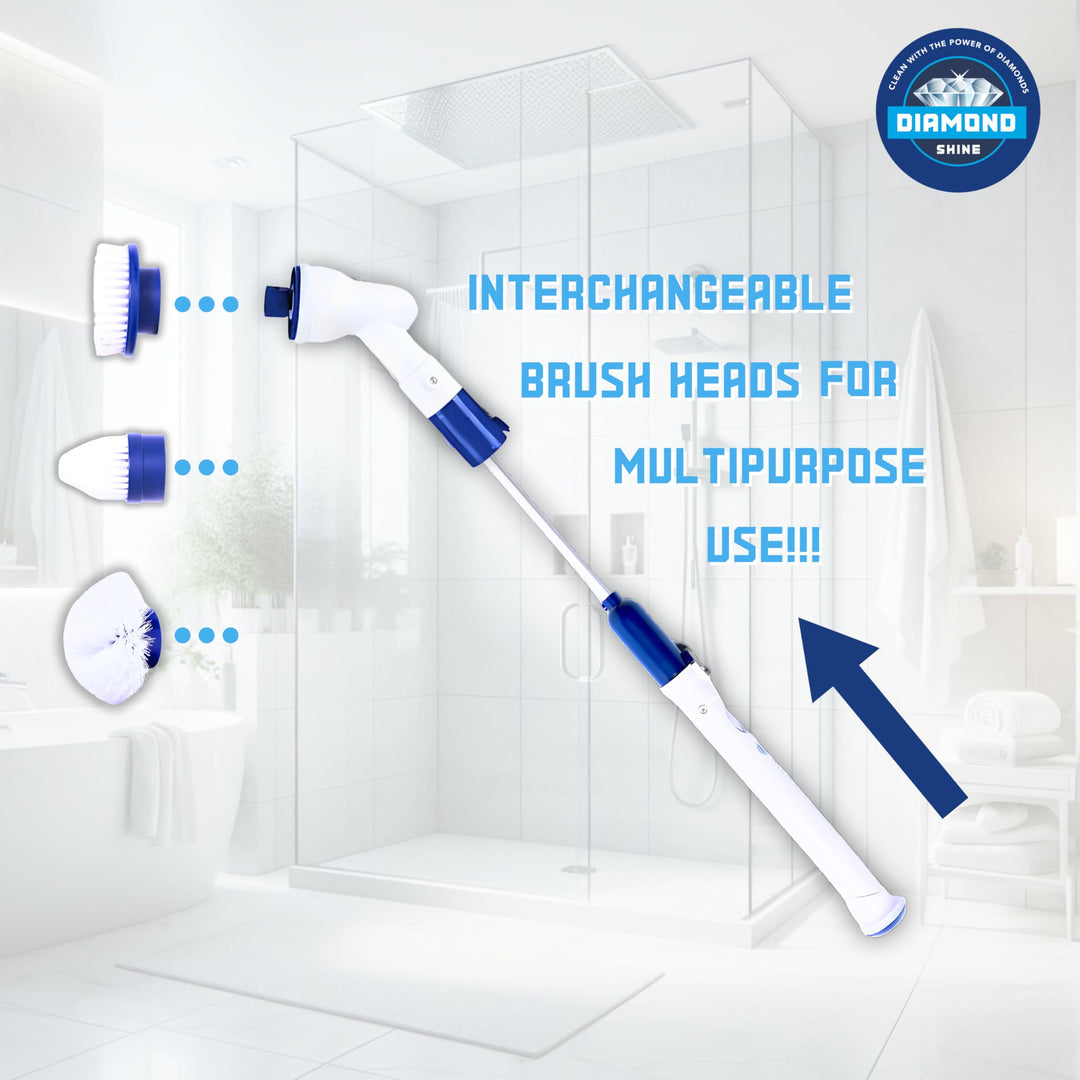 Diamond Shine Power Scrubber - Electric Spin Scrubber - Rotary Powered Scrubbing Brush - Grout, Tile, Floors, Bathtubs, Showers, Sinks, Toilets - 3 Brush Heads Retail $59.99