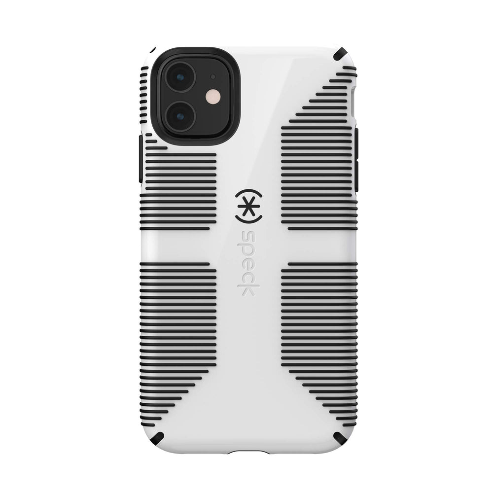 Speck iPhone 11 Case - Drop Protection, Raised Bumpers & Extra Grip Slim Design with Dual Layer Protective Cushion & Qi Wireless Charging Compatible - White, Black CandyShell Grip Retail $8.00