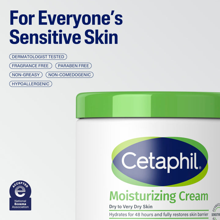 Cetaphil Face & Body Moisturizer, Hydrating Moisturizing Cream for Dry to Very Dry, Sensitive Skin, NEW 20 oz, Fragrance Free, Non-Comedogenic, Non-Greasy (Packaging May Vary) Retail $15.79