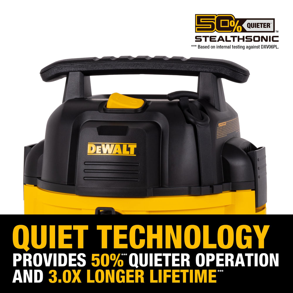 DEWALT 6 Gallon STEALTHSONIC Shop Vacuum Wet and Dry DXV06PL-QT, Ultra Quiet 4 Peak HP Wet Dry Vac for Jobsite & Workshop Retail $159.97