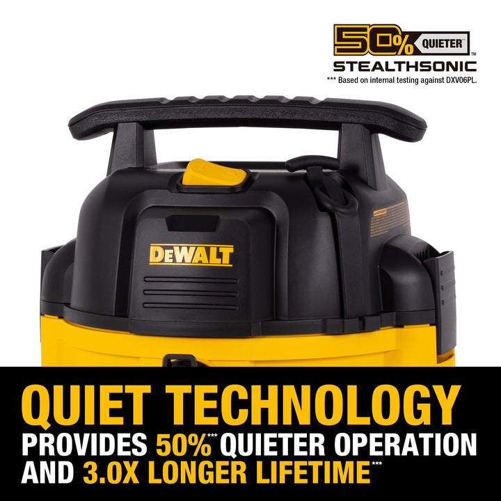 DEWALT 6 Gallon STEALTHSONIC Shop Vacuum Wet and Dry DXV06PL-QT, Ultra Quiet 4 Peak HP Wet Dry Vac for Jobsite & Workshop Retail $159.97
