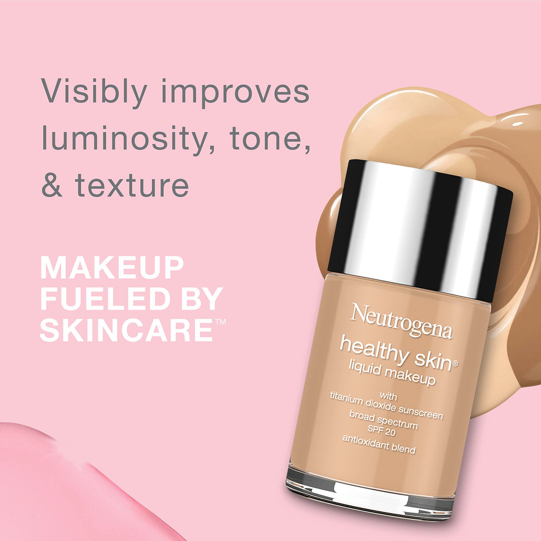 Neutrogena Healthy Skin Liquid Foundation Makeup with Broad Spectrum SPF 20 Sunscreen, Lightweight, Medium Coverage Makeup with Sunscreen and Pro-Vitamin B5, Natural Ivory 20, 1 fl. oz Retail $19.79