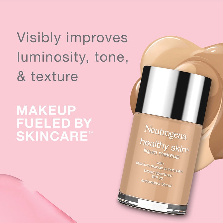 Neutrogena Healthy Skin Liquid Foundation Makeup with Broad Spectrum SPF 20 Sunscreen, Lightweight, Medium Coverage Makeup with Sunscreen and Pro-Vitamin B5, Natural Ivory 20, 1 fl. oz Retail $19.79