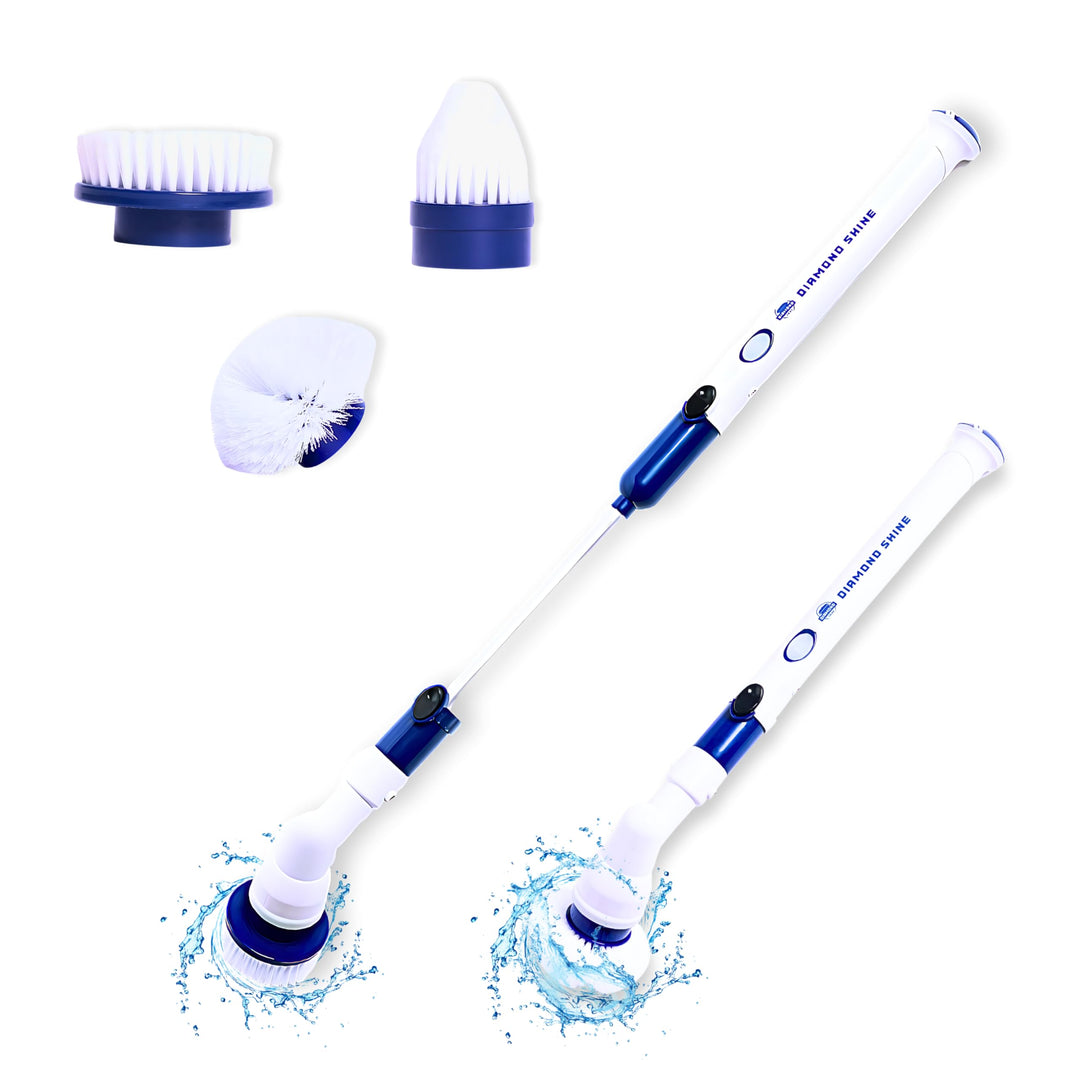 Diamond Shine Power Scrubber - Electric Spin Scrubber - Rotary Powered Scrubbing Brush - Grout, Tile, Floors, Bathtubs, Showers, Sinks, Toilets - 3 Brush Heads Retail $59.99