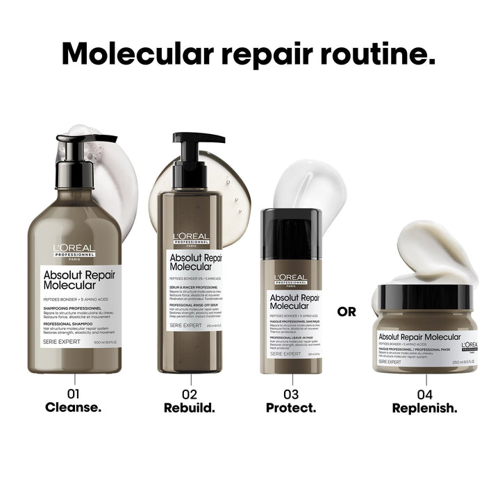 L'Oréal Professionnel Paris Absolut Repair Molecular Shampoo - Bond Building & Hair Strengthening Shampoo, For All Color Treated and Damaged Hair, With Peptide Bonder & Amino Acids, Sulfate-Free Retail $48.00