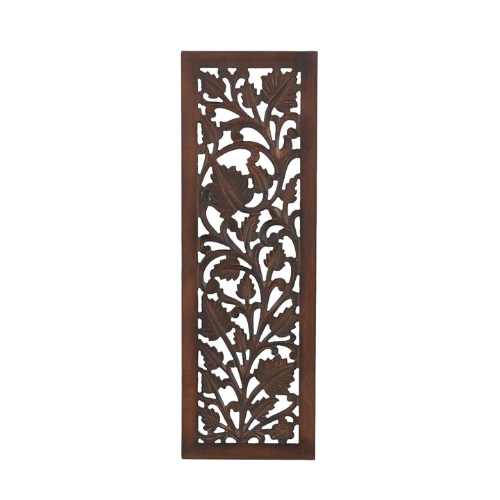 Deco 79 Wooden Floral Handmade Home Wall Decor Intricately Carved Acanthus Wall Sculpture, Wall Art 12" x 1" x 36", Brown Retail $31.49