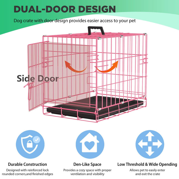 BestPet | Dog Crate | 18" | Pink | Foldable Metal Kennel with Single Doors, Secure Slide-Bolt Latches, Leakproof Tray | Portable Dog Cage for Small Breeds | for Travel, Indoor & Outdoor Use Retail $31.99