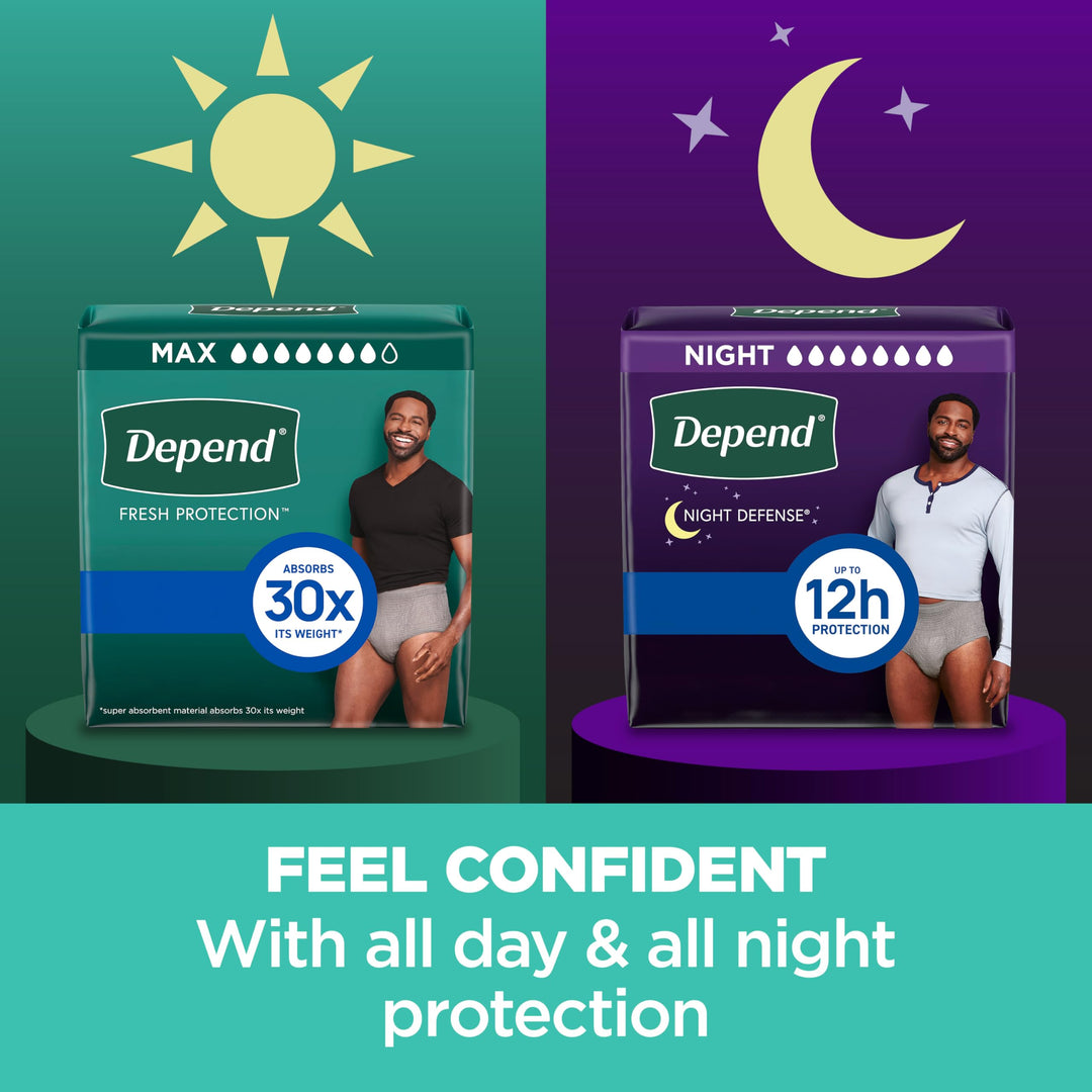 Depend Fresh Protection Adult Diapers, Incontinence Underwear for Men, Disposable, Maximum, Small/Medium, Grey, 32 Count, Packaging May Vary Retail $23.99
