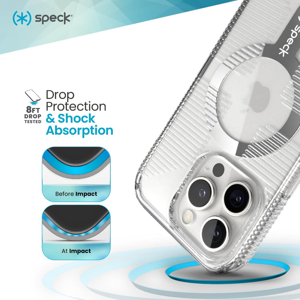 Speck Clear iPhone 16 Pro Case - Slim MagSafe GemShell Crystal Clear Retail $39.95