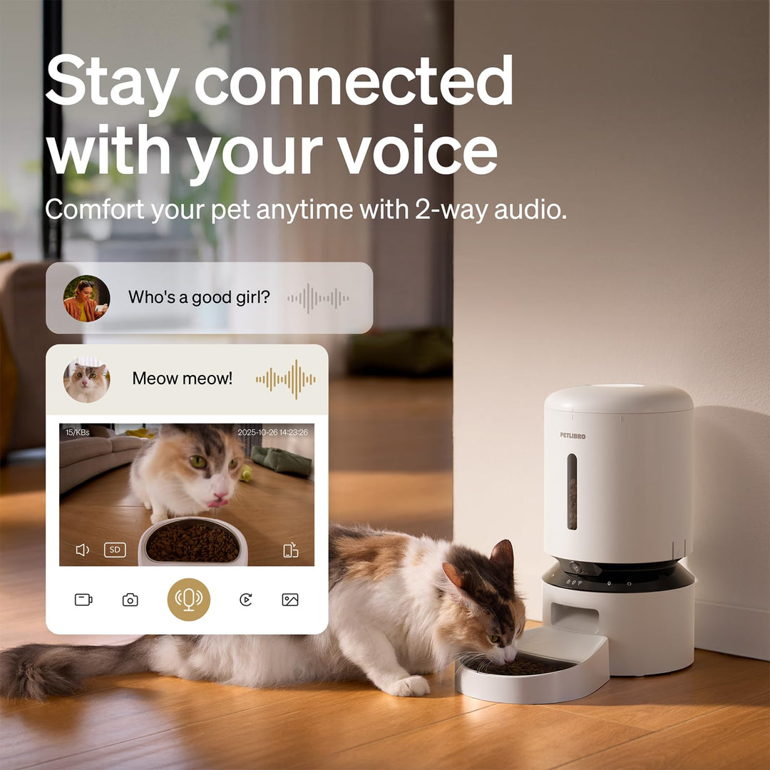 PETLIBRO Automatic Cat Feeder with Camera, 1080P HD Video with Night Vision, 5G WiFi Pet Feeder with 2-Way Audio, Low Food & Blockage Sensor, Motion & Sound Alerts for Cat & Dog Single Tray Retail $159.99
