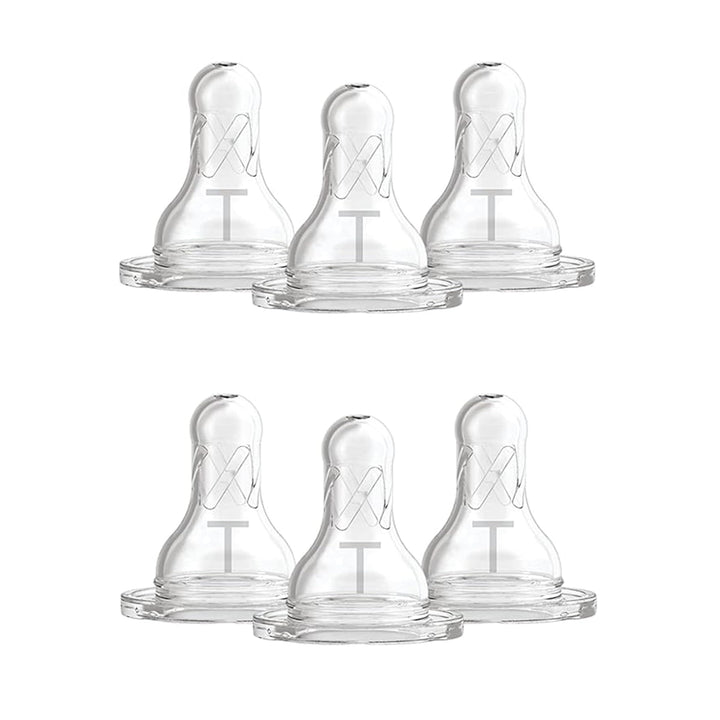 Dr. Brown's Natural Flow Level T Narrow Baby Bottle Nipple, Newborn Slow Flow, 0m+, 100% Silicone, 6-Pack Retail $13.99