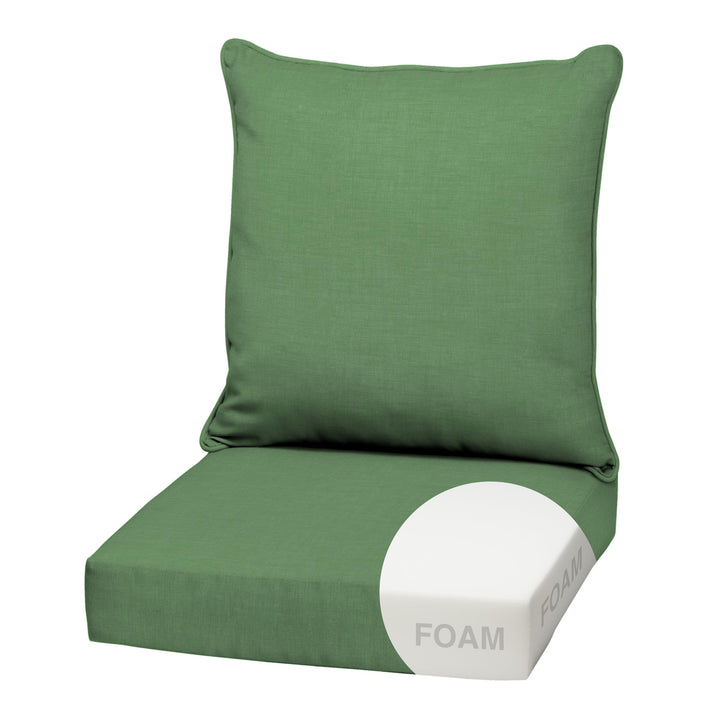 Arden Outdoor Foam Deep Seat Cushion Set, 22 in x 24 in, Weather-Proof, Rain-Proof, Fade Resistant Patio Cushion, Bottom and Back Cushion for Chair, Sofa, and Couch Bright Moss Green Leala Retail $46.64