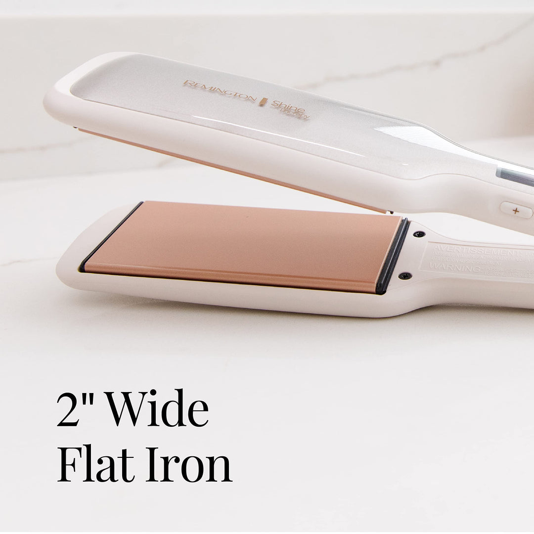 Remington Shine Therapy 2 inch Hair Straightener, Flat Iron Infused with Argan Oil & Keratin, Professional Ceramic Flat Iron for Less Frizz, Shiny & Smooth Hot Styling Tools