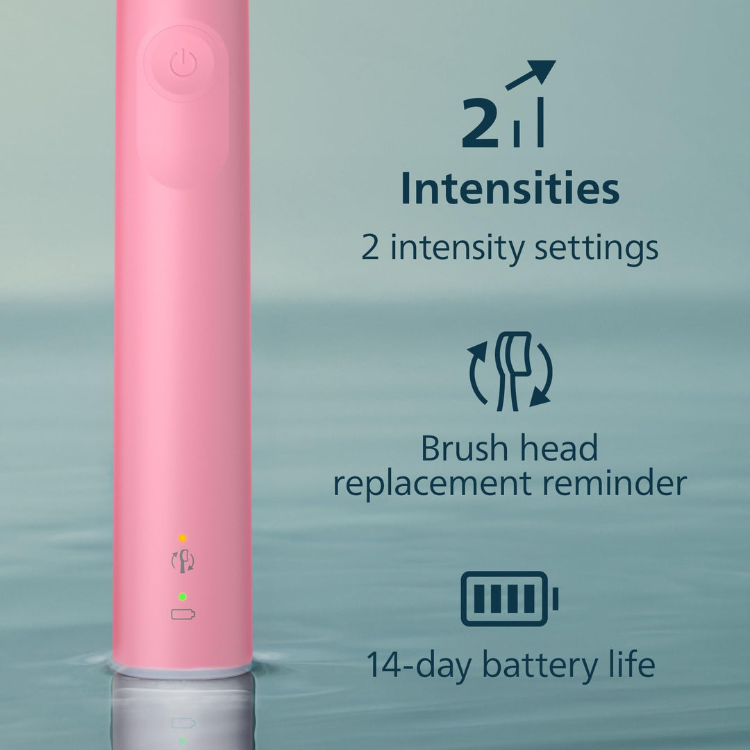 Philips Sonicare 4100 Series Electric Toothbrush - Sonic Toothbrush with Advanced Sonic Technology, Pressure Sensor, Two Intensity Settings, Smartimer & Quadpacer, Deep Pink, Model HX3681/26