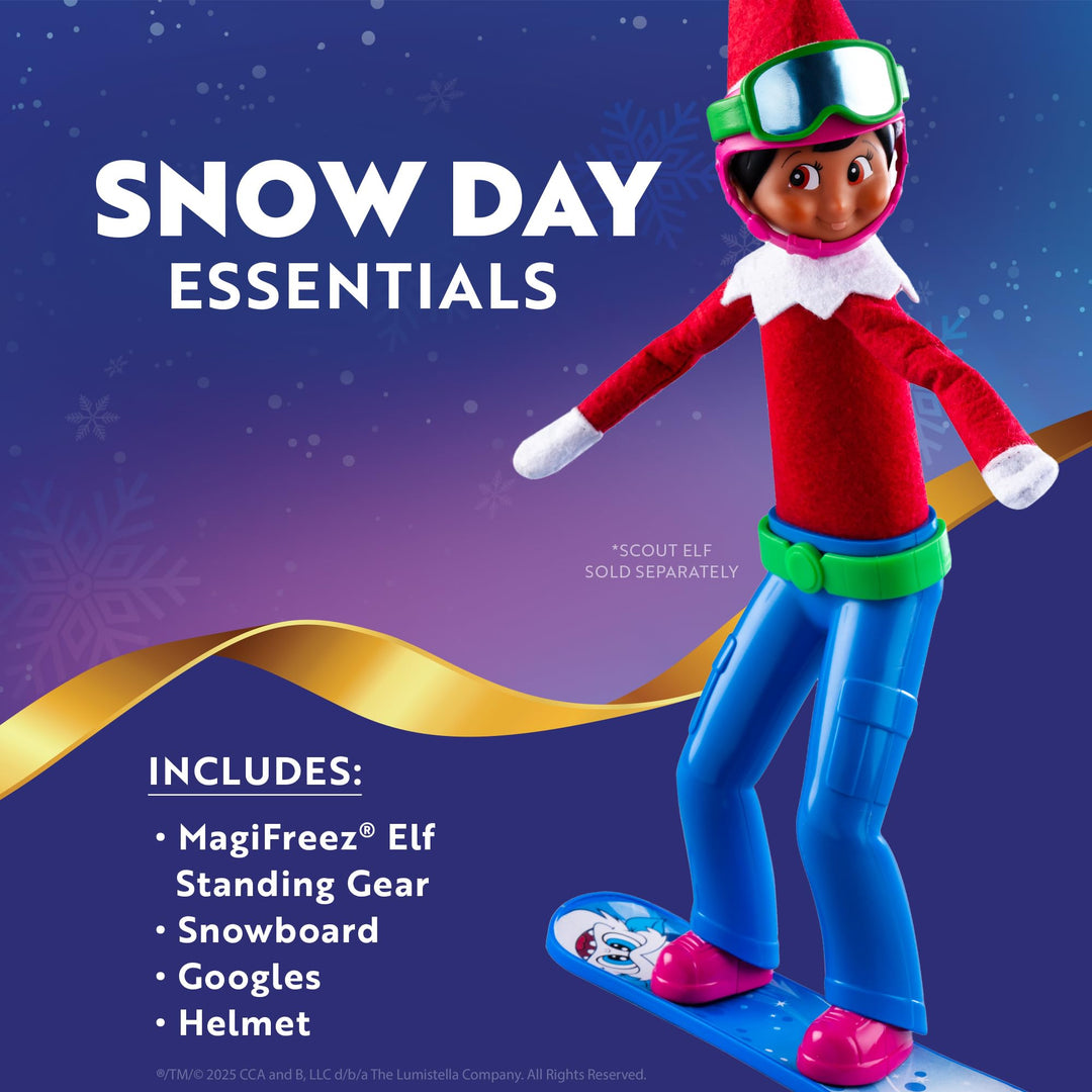 The Elf on the Shelf MagiFreez Swish and Sleigh Snowboard Set - Snowboard Elf Standing Pants and Gear - Scout Elf Not Included
