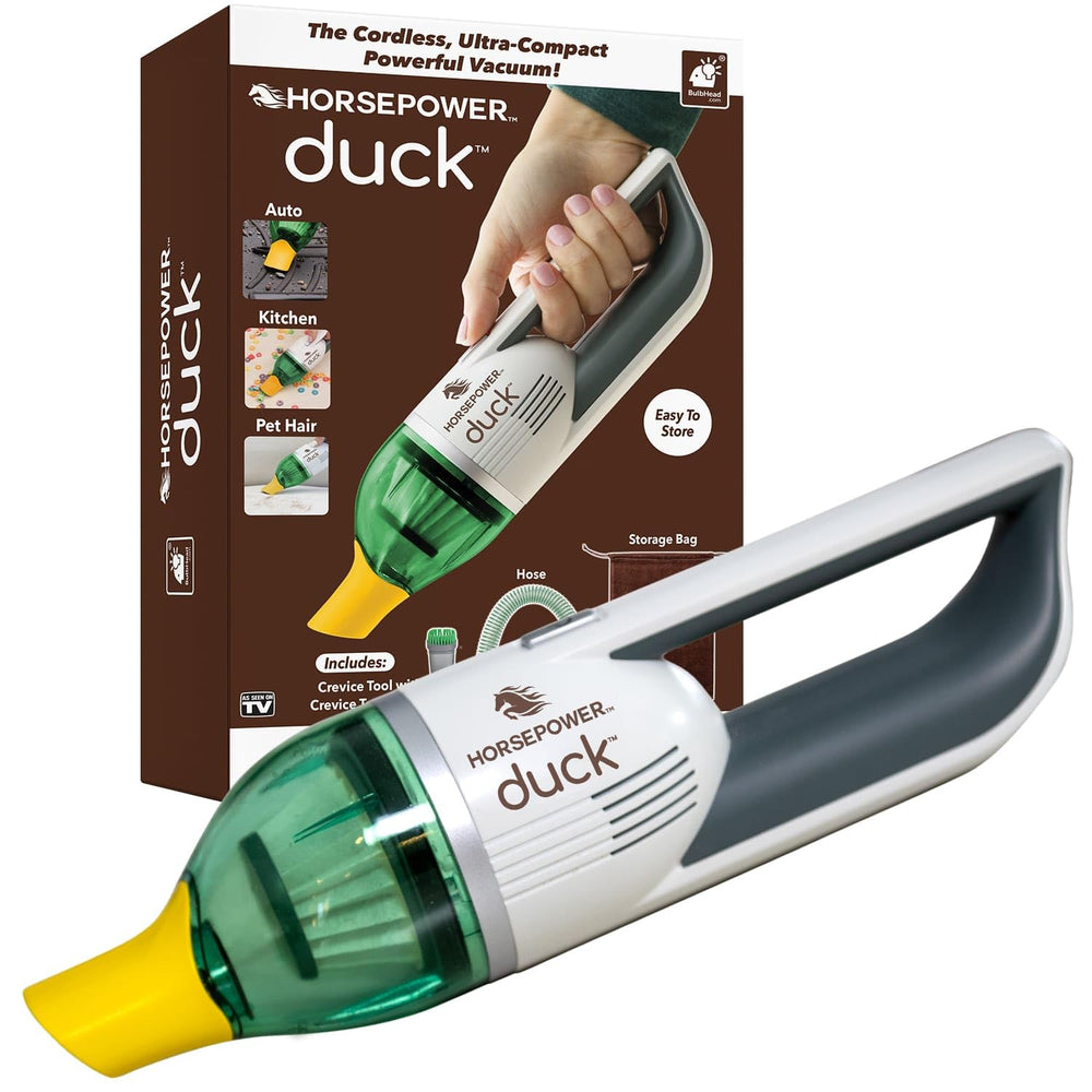 Horsepower Duck Cordless Vacuum, Ultra-Powerful, Compact, AS SEEN ON TV, Strong Suction, Easy to Store, Rechargeable. Home, Auto, Pet Hair, Fits in Tiny Crevices, Includes Hose, Crevice Tool & Brush Retail $39.94