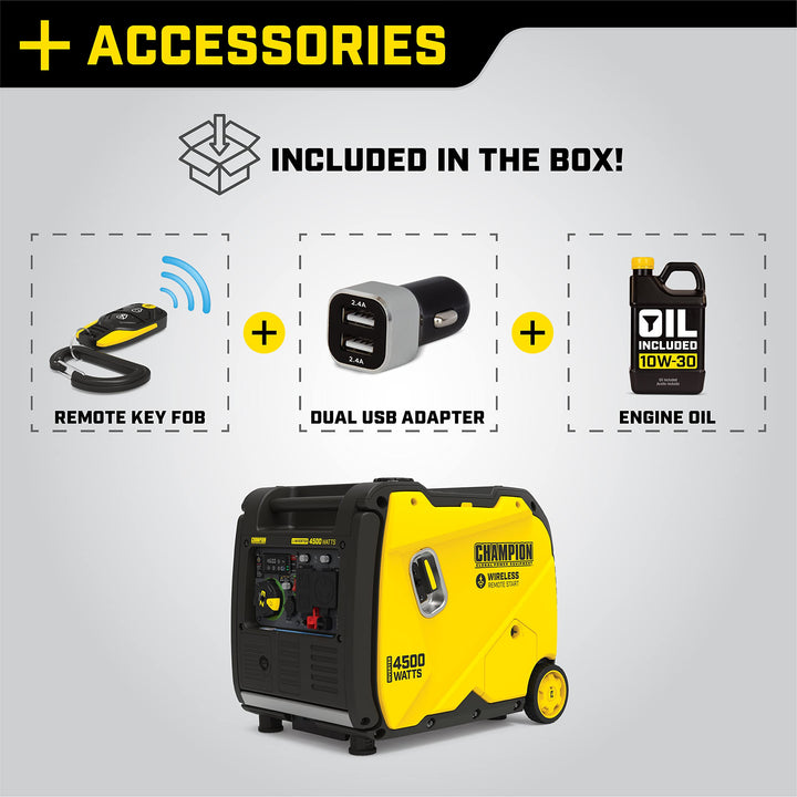 Champion Power Equipment 4500-Watt Wireless Remote Start RV Ready Portable Inverter Generator with Quiet Technology and CO Shield Retail $1,049.00