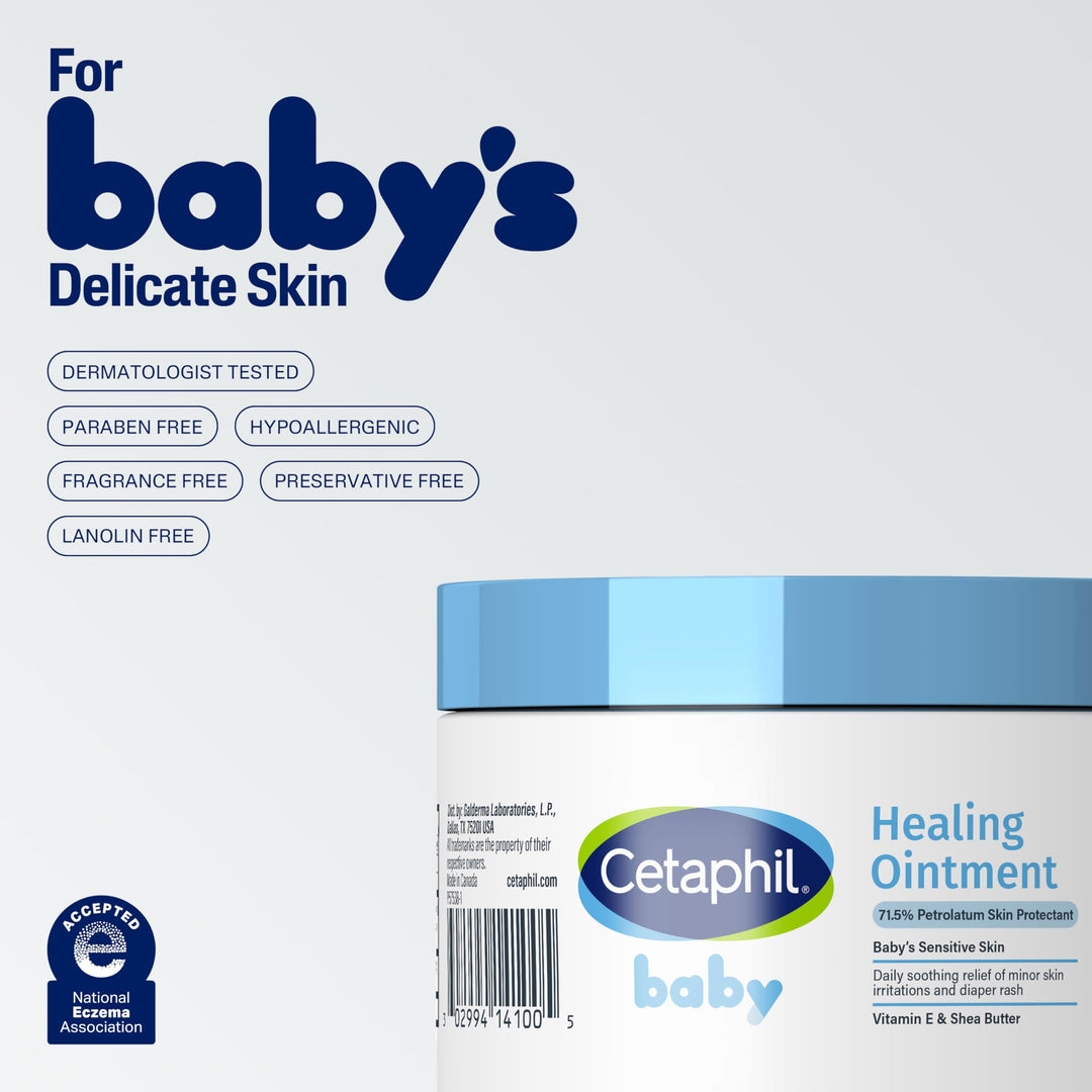 Cetaphil Baby Healing Ointment, Diaper Rash Ointment Soothes and Protects Baby's Irritated Skin, Skin Protectant For Dry Skin, 12oz