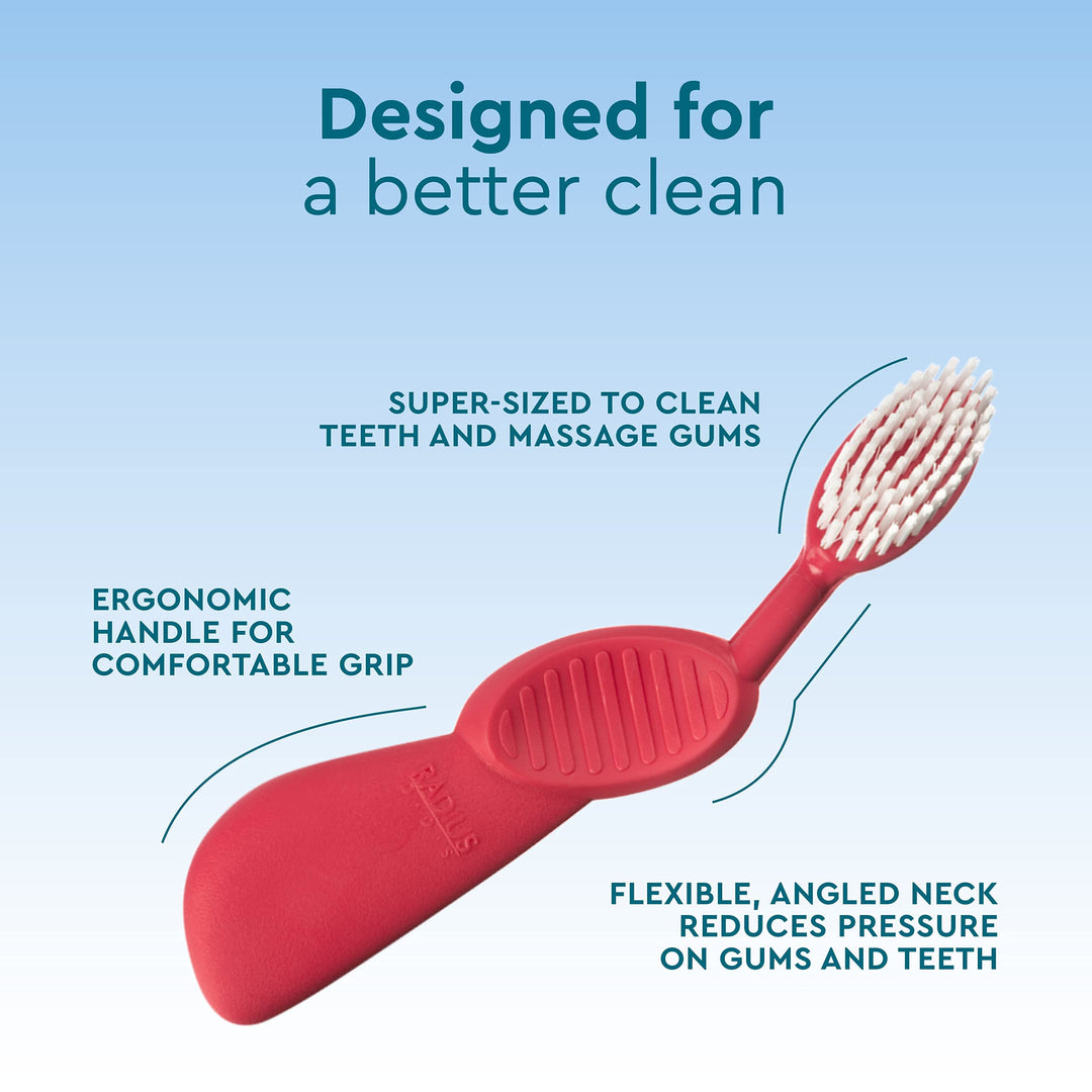 Radius Toothbrush, Flex Brush, Soft Bristles, Right Handed, Black Brush with White Bristles, BPA Free & ADA Accepted, Pack of 1 (Package May Vary)