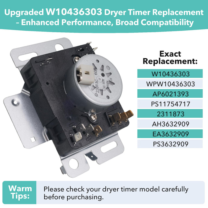 Lovgedr WPW10436303 W10436303 Dryer Timer Replacement, Genuine OEM, Replaces 418-618-20-B5, AP6021393, PS11754717, PS3632909, Fits Whirlpool, Kenmore, Amana, Admiral Dryers, 2-Year Warranty
