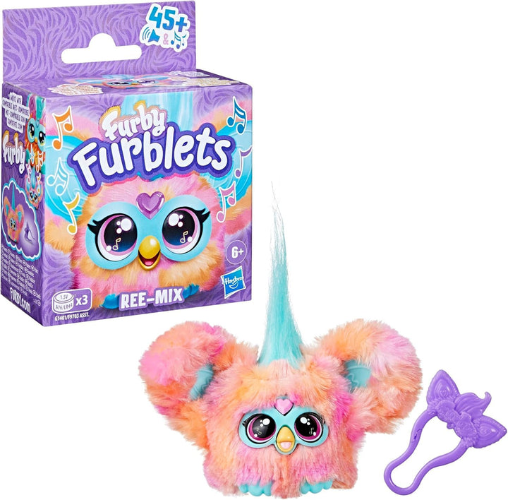 Furby Furblets Mini Electronic Plush Toy - Interactive Musical Pet with Over 45 Sounds and Phrases, Peekaboo Ears Keyring Clip, Collectable Toy for Children from 6 Years Retail $12.70