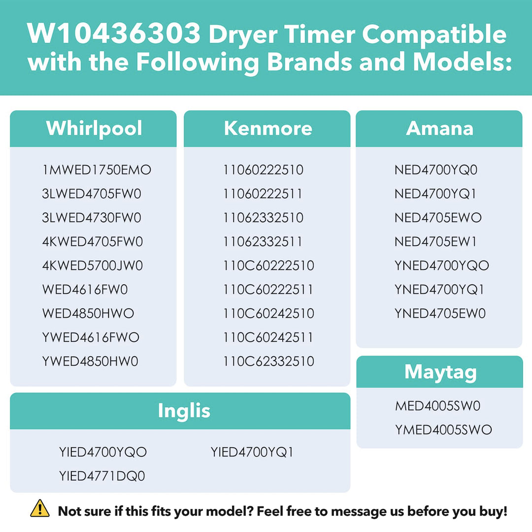 Lovgedr WPW10436303 W10436303 Dryer Timer Replacement, Genuine OEM, Replaces 418-618-20-B5, AP6021393, PS11754717, PS3632909, Fits Whirlpool, Kenmore, Amana, Admiral Dryers, 2-Year Warranty