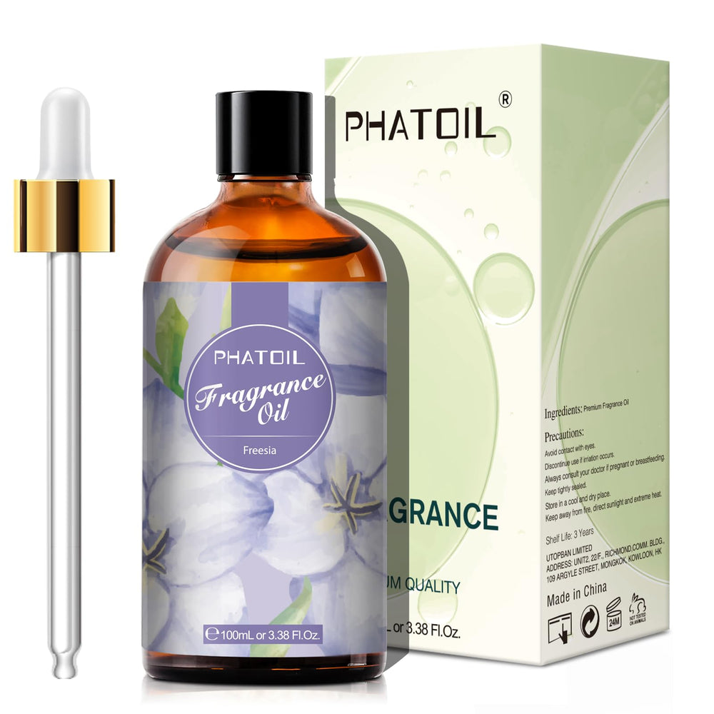 PHATOIL 3.38FL.OZ Freesia Fragrance Oils for Aromatherapy, Essential Oils for Diffusers for Home, Perfect for Diffuser, DIY Candle and Soap Making, DIY Scented Products - 100ml Retail $29.99