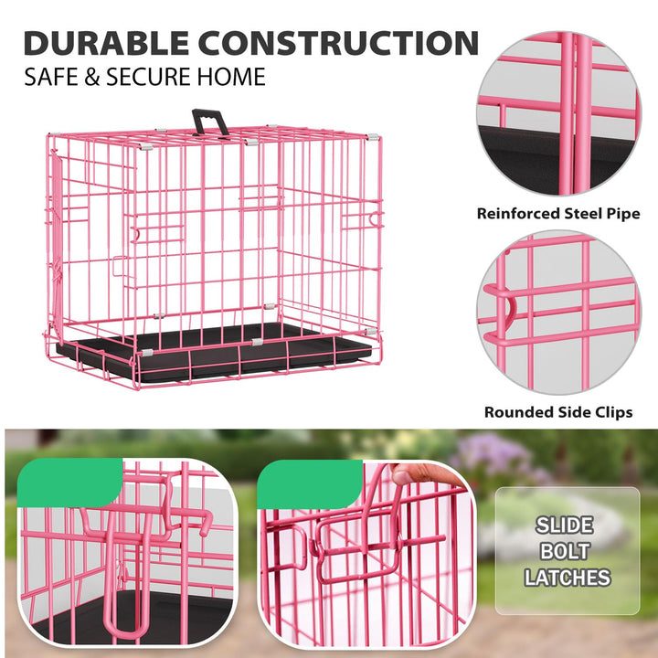 BestPet | Dog Crate | 18" | Pink | Foldable Metal Kennel with Single Doors, Secure Slide-Bolt Latches, Leakproof Tray | Portable Dog Cage for Small Breeds | for Travel, Indoor & Outdoor Use Retail $31.99