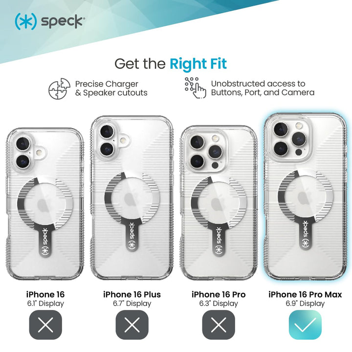 Speck Clear iPhone 16 Pro Max Case - Slim Phone Case iPhone 16 Pro Max - iPhone 16 Pro Max Phone Case - MagSafe - GemShell - Crystal Clear Retail $9.57