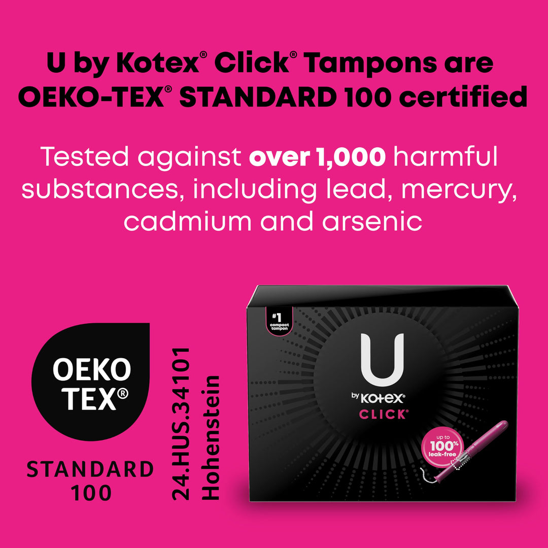 U by Kotex Click Compact Tampons, Super Absorbency, Unscented, 45 Count