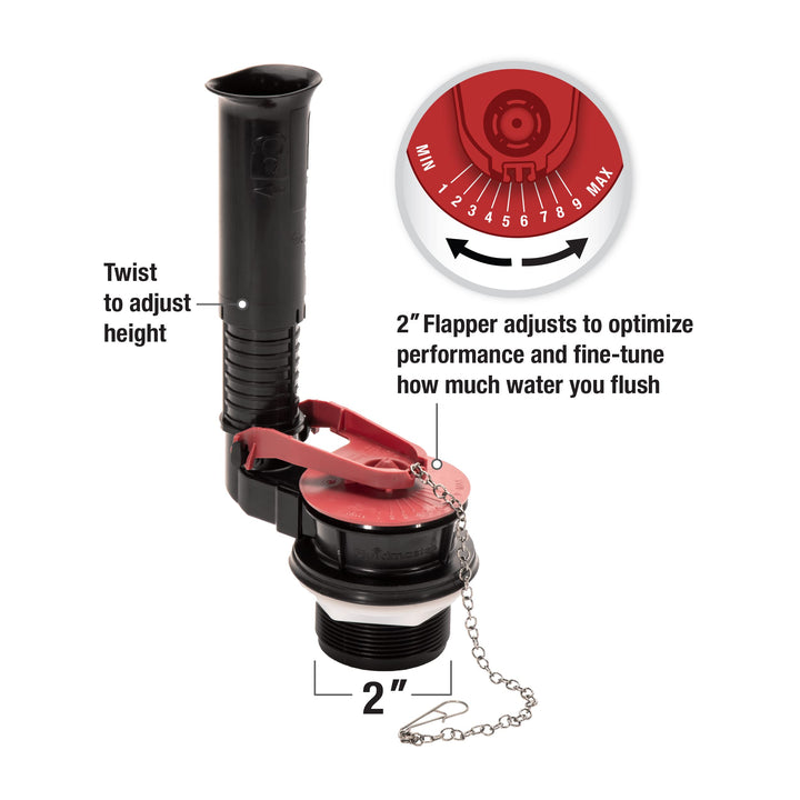 Fluidmaster K-507A-008 Universal 2-Inch Adjustable Toilet Flush Valve Repair Kit with Toilet Tool Multicolor Retail $18.79