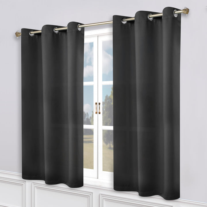 Superior Blackout Curtains, Room Darkening, Bedroom, Drapes, Kitchen, Living Room Window Accents, Sun Blocking, Thermal, 2 Pack, 8 Grommets, Solid Blackout Curtains, Set of 2, 52" x 72", Black Retail $40.00