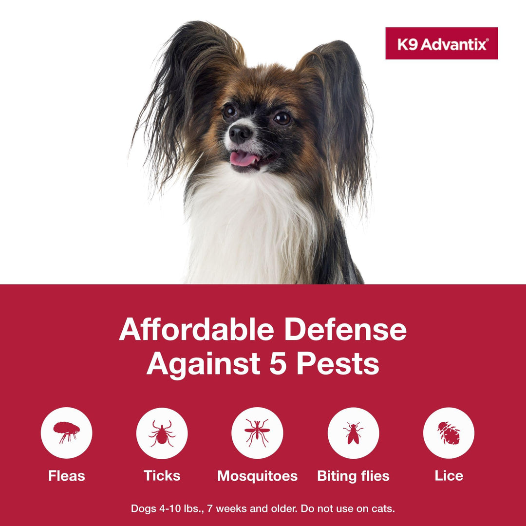 K9 Advantix Flea, Tick & Mosquito Prevention for Dogs 4-10 lbs. | Flea Drops for Small Dogs | Apply Monthly | 2 Treatments Retail $14.98