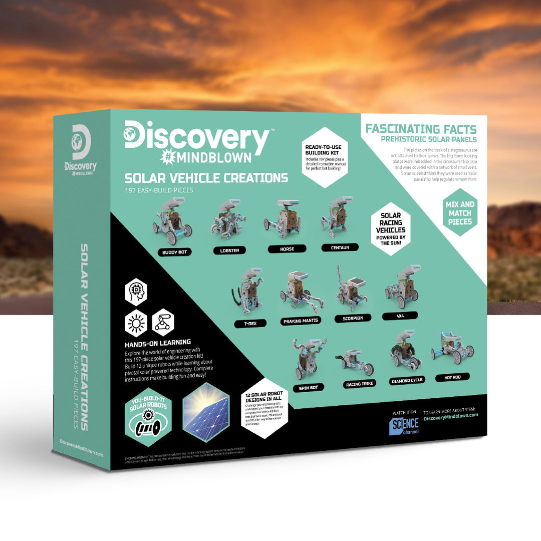 Discovery #Mindblown Solar Vehicle Creations 197 Easy-Build Pieces, Solar Robots, Powered by The Sun, STEM Science Technology Engineering Math Set, for Ages 8+, Vary Retail $14.99