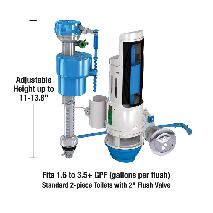 Danco HYR460 HyrdroRight Water-Saving Toilet Tank Repair Kit with Dual Flush Valve, Includes Dual Push Btton Handle in Chrome
